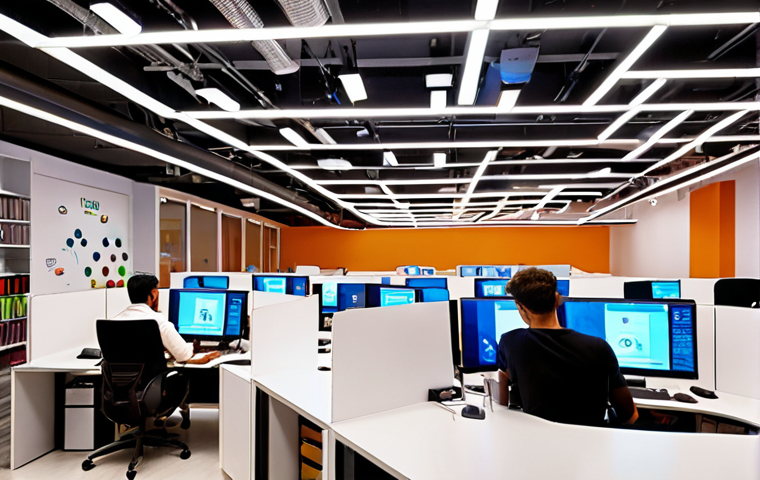 **

A modern, brightly lit co-working space in Dubai. Smart lighting adjusts automatically, people are working comfortably, and there are visible smart sensors on the ceiling. High-resolution, focus on productivity and well-being.

**