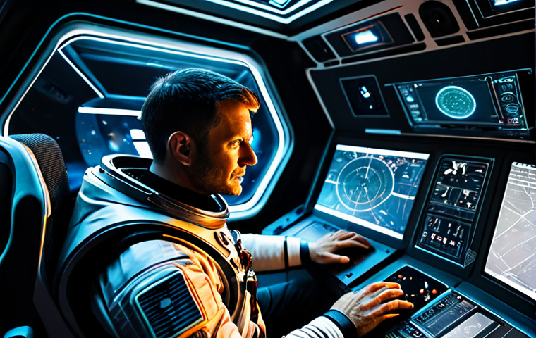 A professional male astronaut in a modern, fully enclosed space suit, inside a futuristic spacecraft cockpit. He is interacting with an advanced holographic AI interface using natural hand gestures. The interface displays clear, intuitive information and responsive visual feedback. The cockpit is sleek, with soft ambient lighting, showcasing cutting-edge technology. The astronaut maintains a focused, professional demeanor. safe for work, appropriate content, fully clothed, professional, perfect anatomy, correct proportions, natural pose, well-formed hands, proper finger count, natural body proportions, high detail, cinematic lighting, ultra clear.