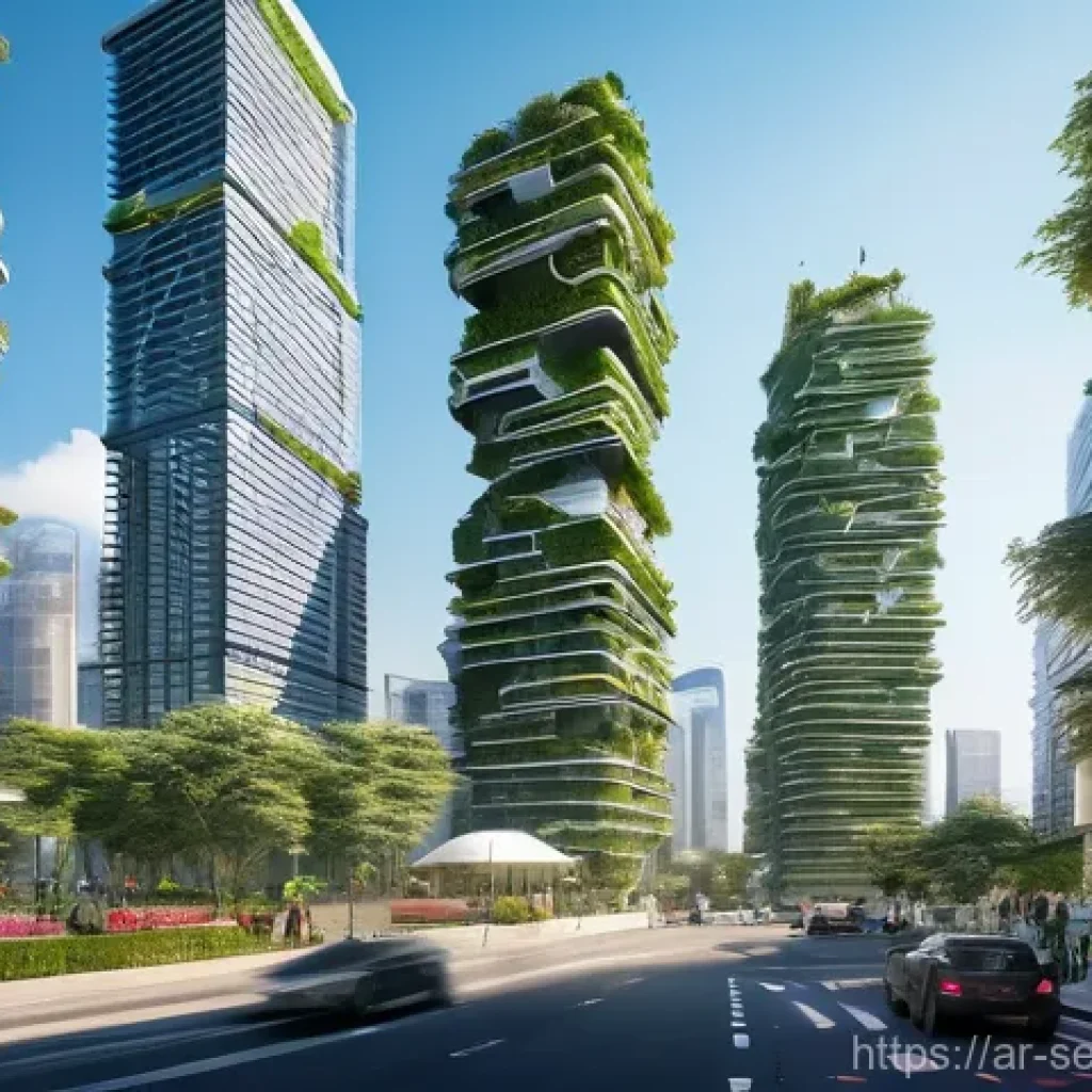 AI와 공간 데이터의 혁신적인 결합 - **Smart City of Tomorrow, Powered by GeoAI** A vibrant, futuristic smart city bathed in soft mor...