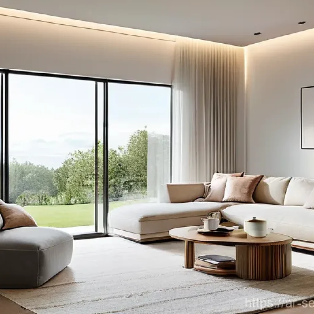 AI 기반 공간 관리 도구 추천 - **Prompt 1: Smart Home Oasis** "A cozy, modern living room bathed in soft, warm light. Sunlight ...