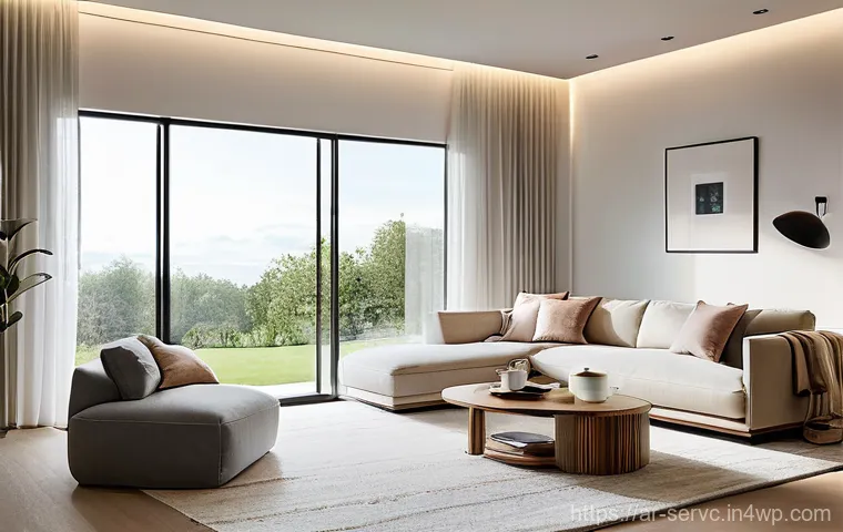AI 기반 공간 관리 도구 추천 - **Prompt 1: Smart Home Oasis** "A cozy, modern living room bathed in soft, warm light. Sunlight ...