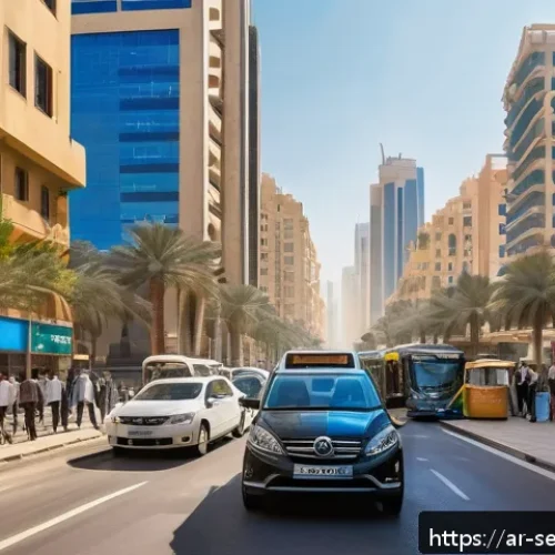 Home 31 공간 AI 서비스의 고객 사례 분석 - A bustling Middle Eastern city street scene during morning rush hour, showcasing a smart navigation ...