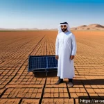 Home 23 공간 AI의 도입으로 인한 ROI 분석 - A futuristic Arab agricultural scientist in traditional attire with modern AI-powered satellite data...