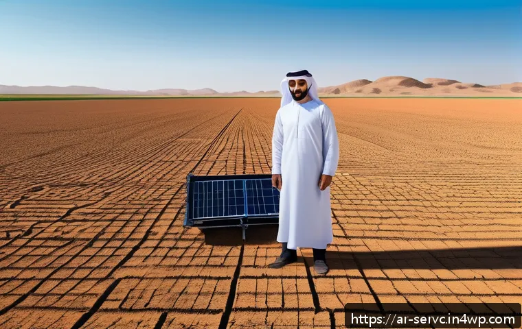 공간 AI의 도입으로 인한 ROI 분석 - A futuristic Arab agricultural scientist in traditional attire with modern AI-powered satellite data...